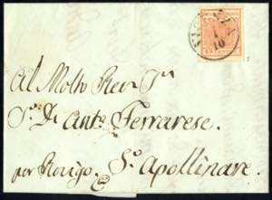 1850, 15 Cent. rosa. secondo tipo su lettera ... 