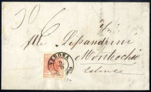 1850, 15 Cent. rosa, secondo tipo, su ... 