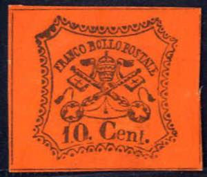1867, 10 c. vermiglio arancio, ben ... 
