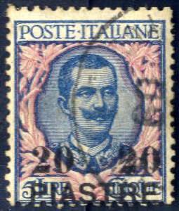 1908, 5 l. azzurro e rosa con soprastampa ... 