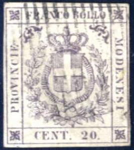 1859, Governo Provvisorio, 20 c. ardesia ... 