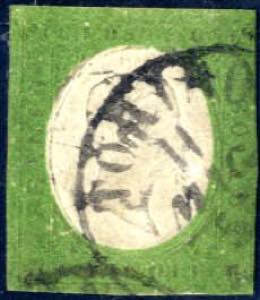 1854, 5 c. verde con buoni margini, ... 
