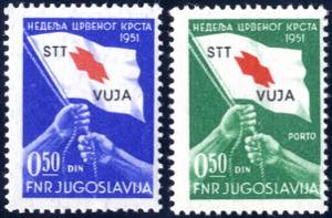1951, Pro Croce Rossa, i due valori da 0,50 ... 