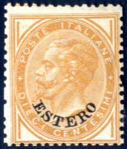 1874, 10 c. ocra con soprastampa ESTERO, ... 