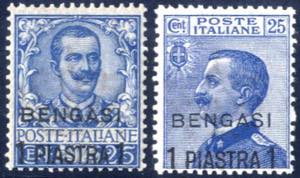 1901-11, 1 pi. su 25 c. azzurro Floreale e ... 