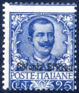 1903, Floreale 25 c. azzurro con soprastampa ... 