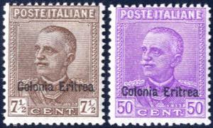 1928-9, 7 1/2 c. bruno e 50 c. lilla con ... 