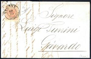 1850, Pieghe di carta, 15 Cent. con piega ... 