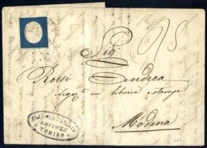 1854, Lettera da Torino 29.6.1854 affrancata ... 
