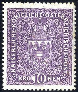 1917, Wappen, 10 Kr. hellviolett, graues ... 