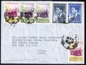 1957/60, Lot vier frankierte Auslandsbriefe ... 