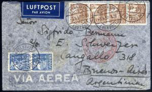 1937, Lot zwei frankierte Auslandsbriefe, ... 