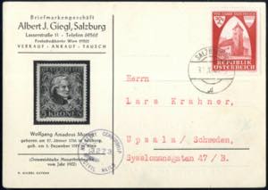 1946, SALZBURG 7, Auslandspostkarte nach ... 