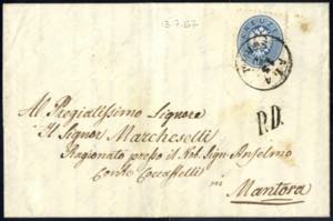 Ala Südtirol 13.7. 1867, 10 Kreuzer Brief ... 
