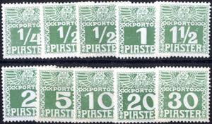 1908, Portomarken in hellgrün, gefalzter ... 