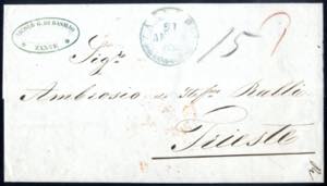 1858, Brief von Zante am 21.12. nach Triest