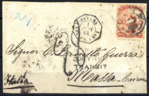 1868, Briefvorderseite von Lima im Mai über ... 