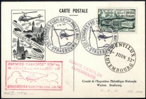 1952, Postkarte zum ersten Posttransport mit ... 