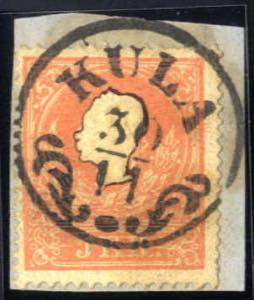 Kula, RSb-f auf Briefstück mit 5 Kr. rot ... 