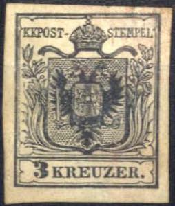 1851, Probedruck 3 Kreuzer in Type Ib, rects ... 