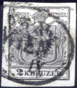 1850, 2 Kreuzer schwarz in Type IIIb/MP, ... 