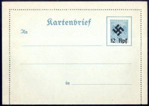 1938, Kartenbrief 12 Rpf auf 24 Gr ... 