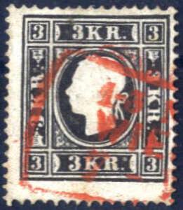 1859, Kaiserkopf nach links, 3 Kr schwarz ... 