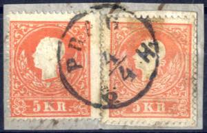 1858, Kaiserkopf nach links, Briefstück mit ... 