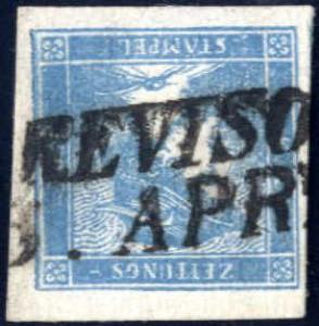 1851, Merkurkopf, 0,6 Kr dunkelblau auf ... 