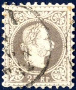 1858, Kaiser Franz Joseph, 25 Kr lilagrau ... 