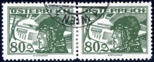 1925/30, Flugpost, 80 Gr grün Paar wobei ... 