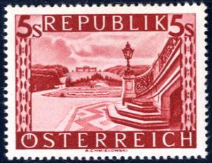 1946, Landschaft in Rakeltiefdruck, 5 S rot ... 