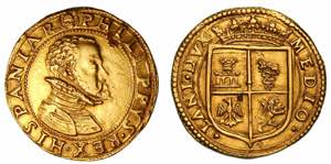 MILANO. Filippo II, 1554-1598., Doppia da ... 