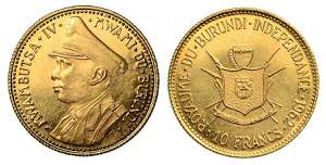 BURUNDI. Mwambutsa IV, 1962-1966., 10 Francs ... 