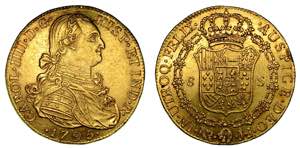 COLOMBIA. Carlos IV, 1788-1808., 8 Escudos ... 
