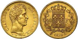 FRANCIA. Charles X, 1824-1830 ., 40 Francs ... 