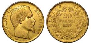 FRANCIA. Napoleon III, 1852-1870., 20 Francs ... 