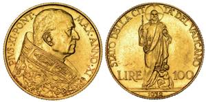 VATICANO. PIO XI, 1922-1939. 100 Lire 1932 ... 
