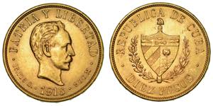 CUBA. FIRST REPUBLIC, 1902-1962. 10 Pesos ... 
