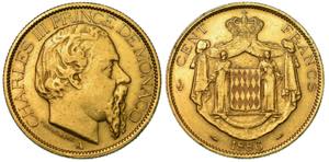 MONACO. CHARLES III, 1856-1889. 100 Francs ... 