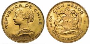 CILE. REPUBLICA. 100 Pesos 1947.Busto a s. ... 