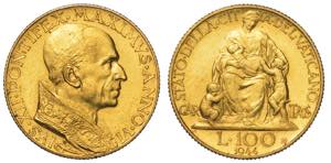 VATICANO. PIO XII, 1939-1958. 100 Lire ... 