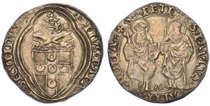 ROMA. PIO II, 1458-1464. Grosso.Stemma ... 