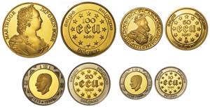 BELGIO. Lotto di quattro monete.100 Ecu 1989 ... 