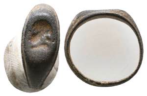 Roman Bronze Seal Ring with a Deity Silenus ... 