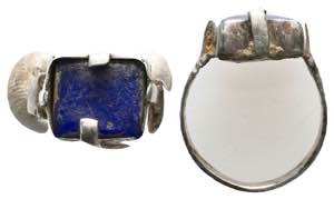 Roman Silver Ring with inlaid Blue Stone , ... 