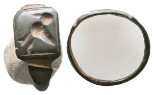 Roman Bronze Seal Ring with a bird on bezel  ... 