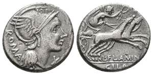 L. Flaminius Chilo. 109-108 BC. AR Denarius. ... 