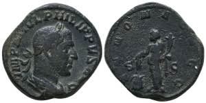 Philip I. AD 244-249. Æ Sestertius. Rome ... 