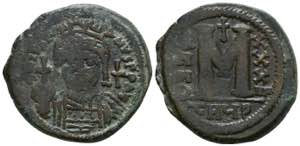 Justinian I. 527-565. Æ   Follis